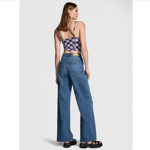 Victoria's Secret PINK Wide Leg Denim Jeans Medium Wash Size 20 NWT - Picture 2 of 9